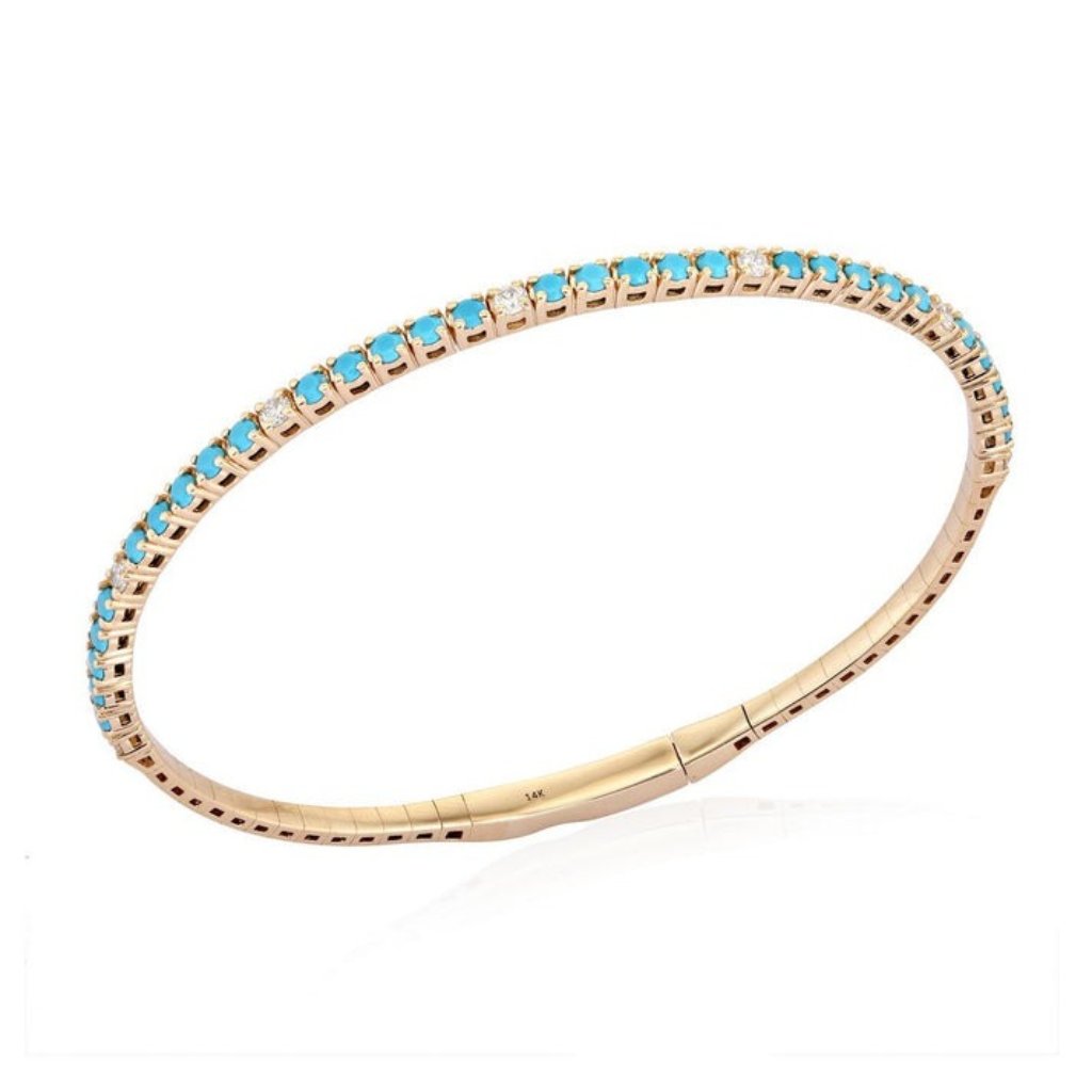 Blue Radiance 14k Or 18k Upon Request Yellow Gold Turquoise Accent Bracelet 3647$